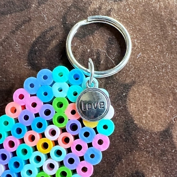 Heart Love charm keychain handmade Perler bead - Picture 3 of 6